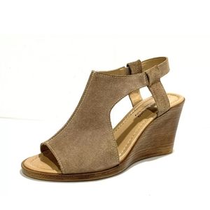 TAUPE ITALIAN LEATHER SUEDE WEDGES SOPHIA MILANO